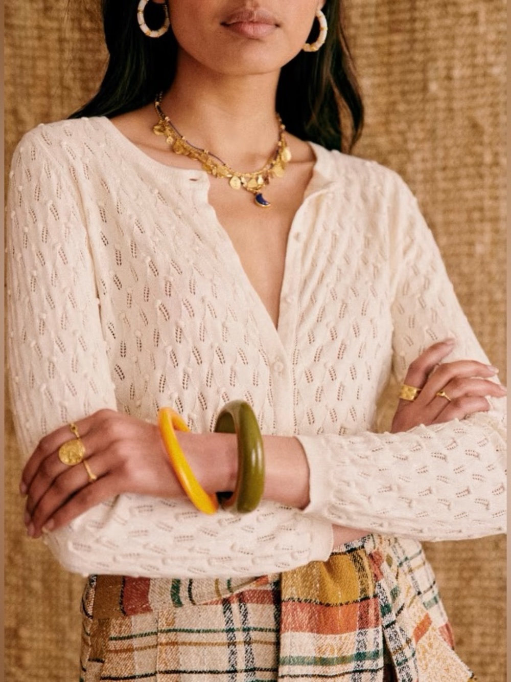 Sezane 100% Cotton Open Knit Phillipe Cardigan XS